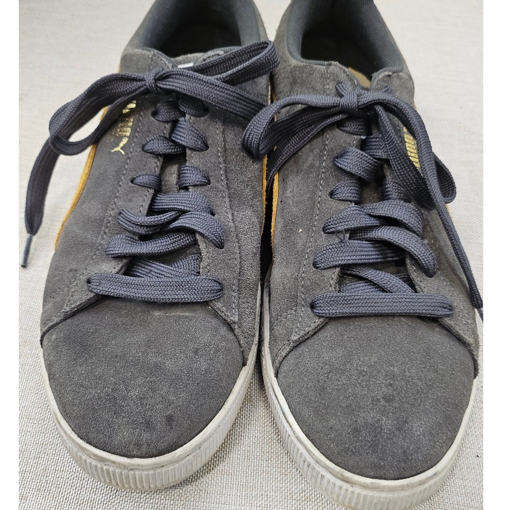 Puma Suede Classic Mens Size 12 Grey Yellow Low Top Sneakers 365347-32 Shoes
